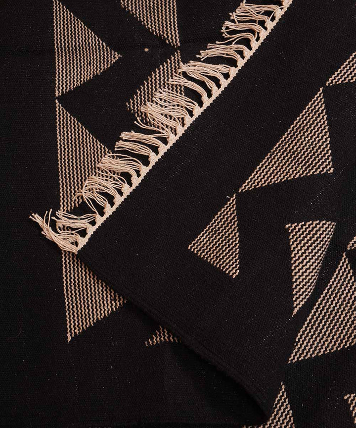 Handwoven black warangal interlock cotton durrie