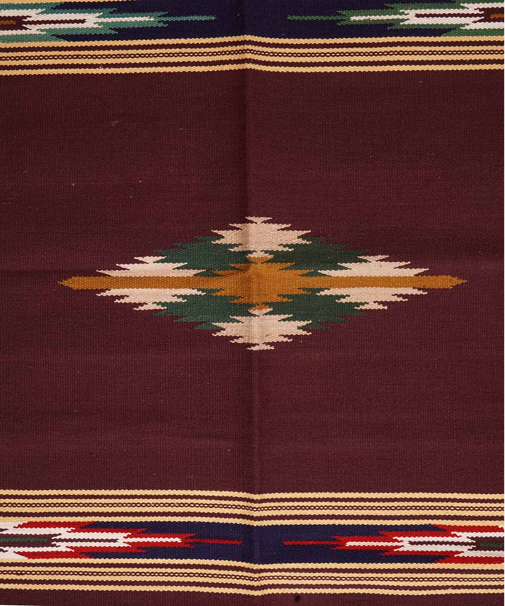 Handwoven maroon warangal interlock cotton durrie