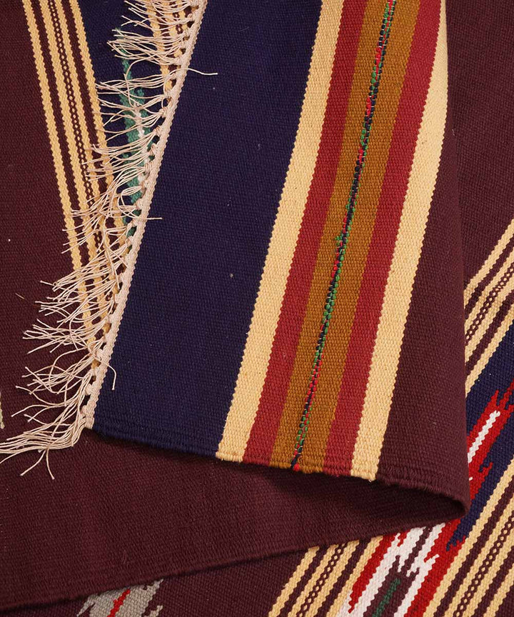 Handwoven maroon warangal interlock cotton durrie