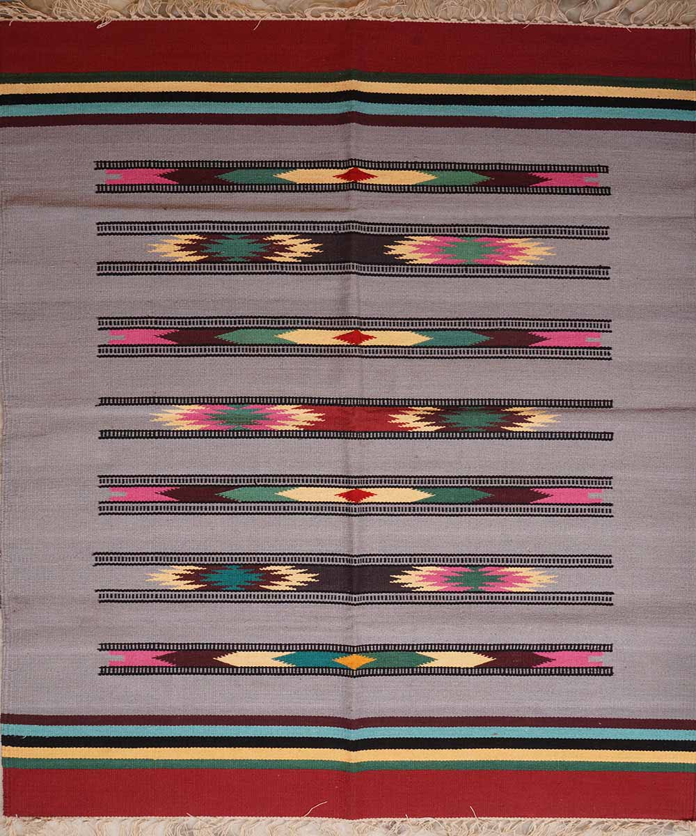 Handwoven grey warangal interlock cotton durrie