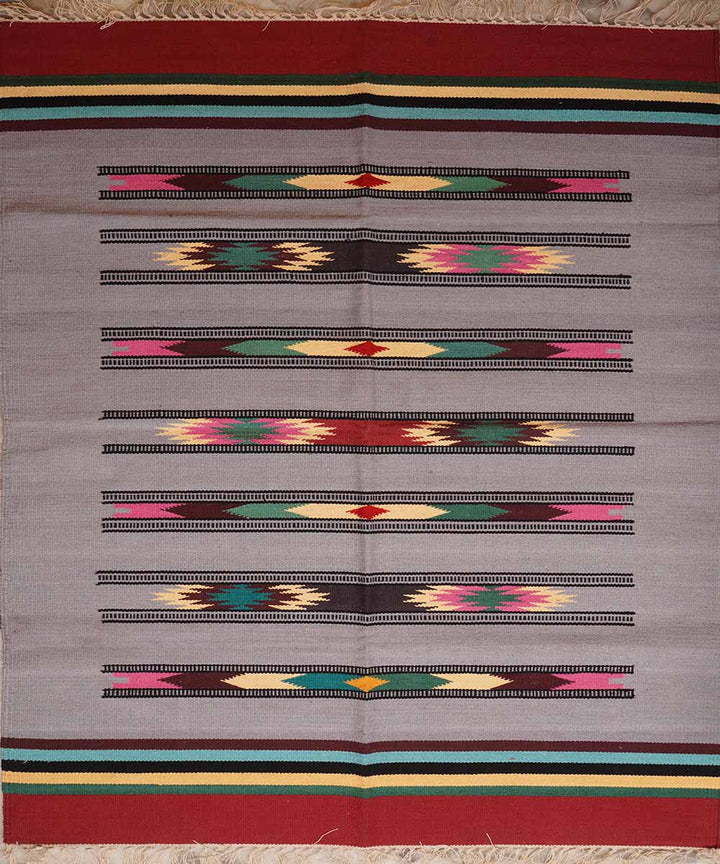 Handwoven grey warangal interlock cotton durrie