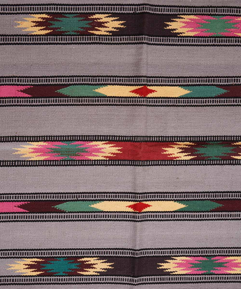 Handwoven grey warangal interlock cotton durrie