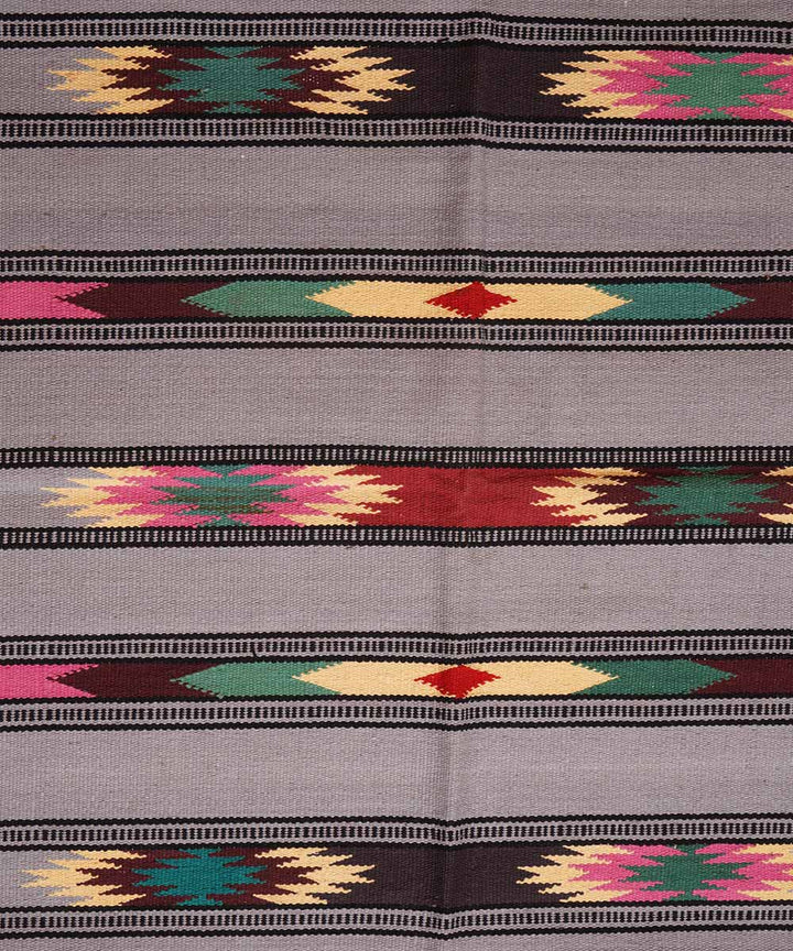 Handwoven grey warangal interlock cotton durrie