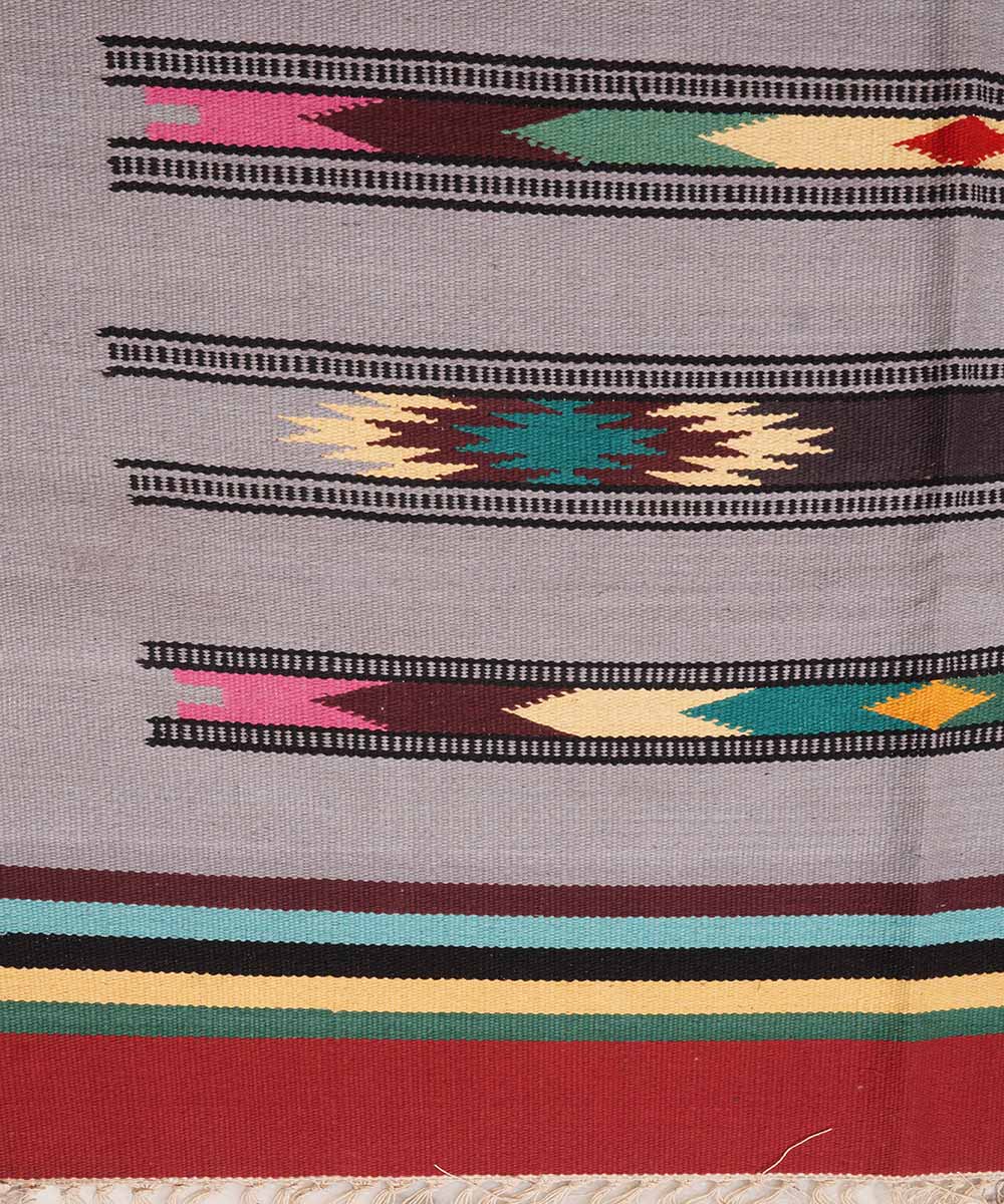 Handwoven grey warangal interlock cotton durrie