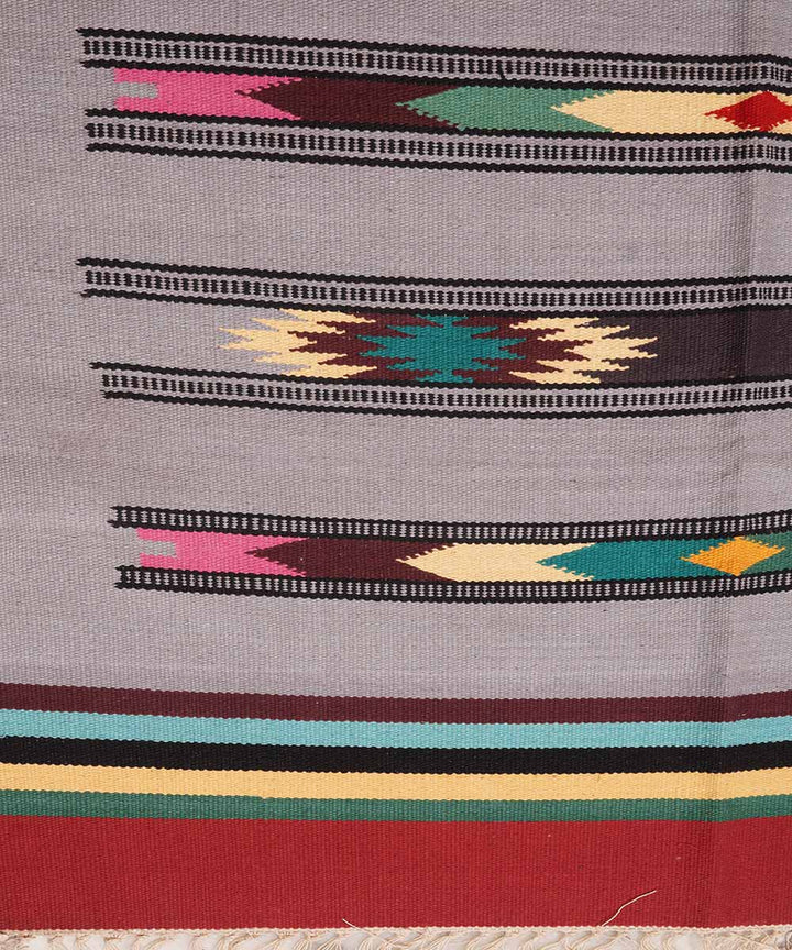 Handwoven grey warangal interlock cotton durrie