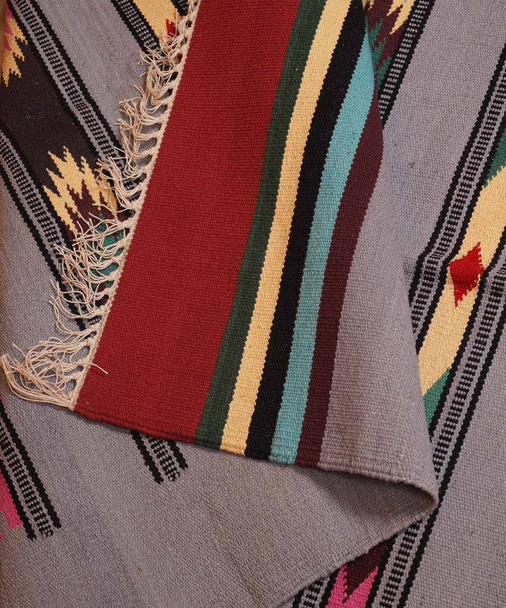 Handwoven grey warangal interlock cotton durrie
