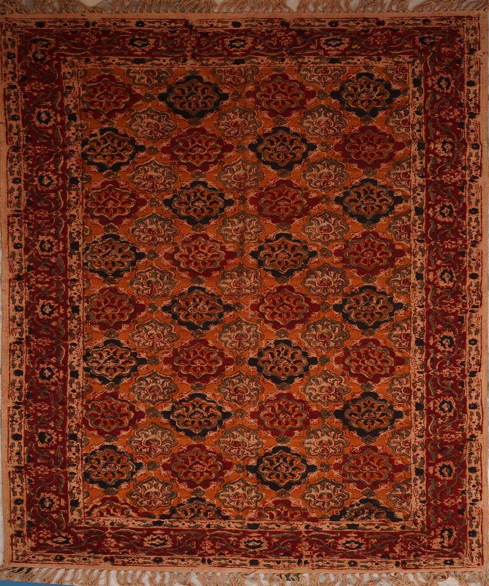 Handwoven multi color kalamkari warangal cotton durrie