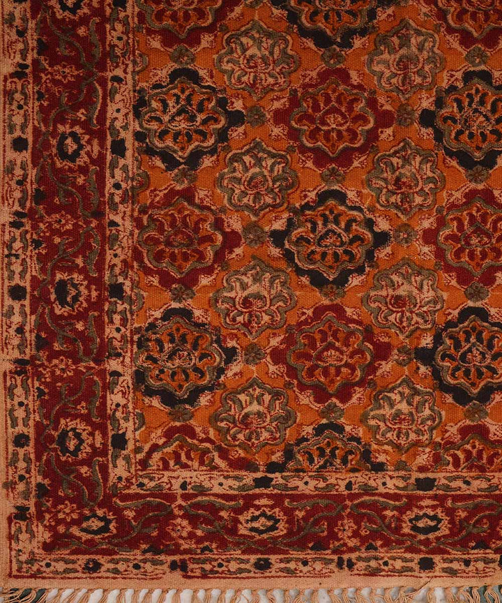 Handwoven multi color kalamkari warangal cotton durrie