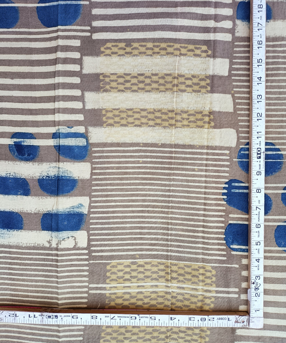 Brown handspun handloom natural dye ajrakh cotton blouse piece