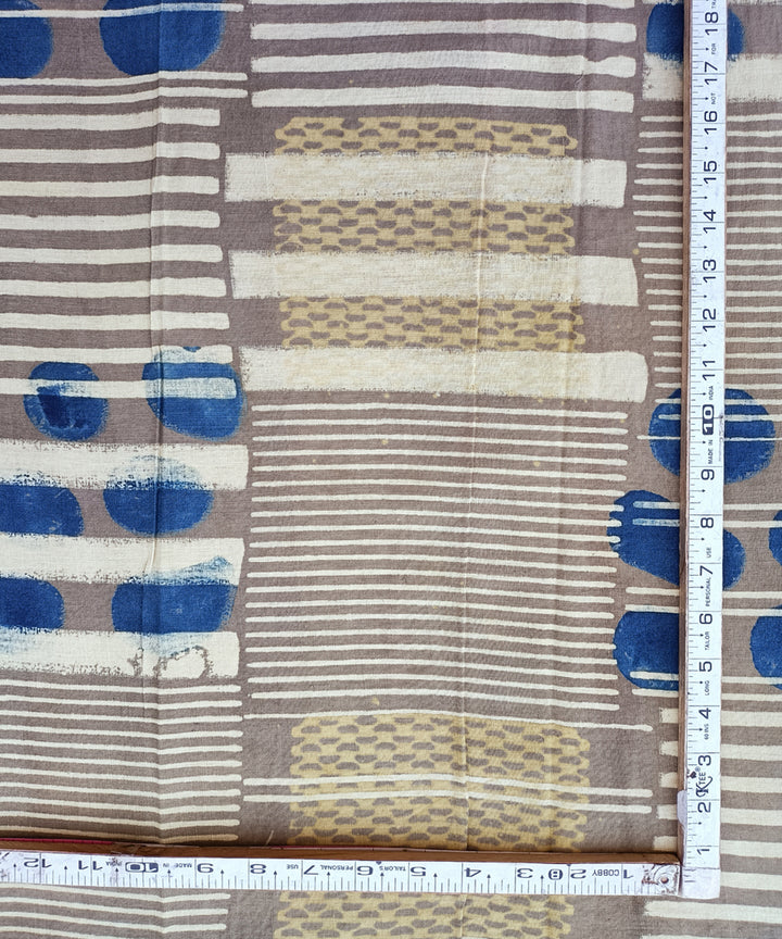 Brown handspun handloom natural dye ajrakh cotton blouse piece