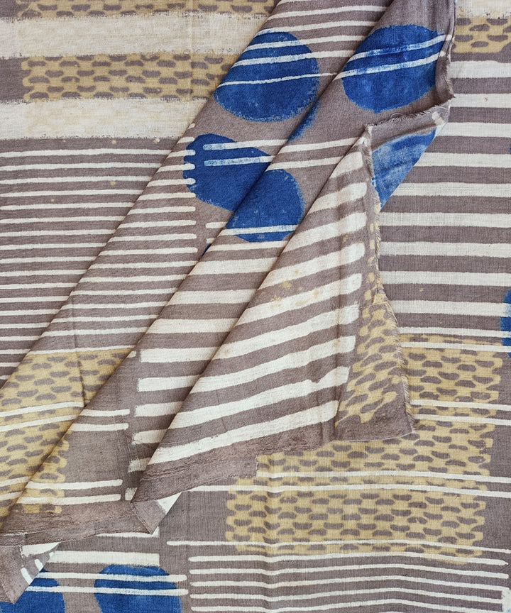 Brown handspun handloom natural dye ajrakh cotton blouse piece