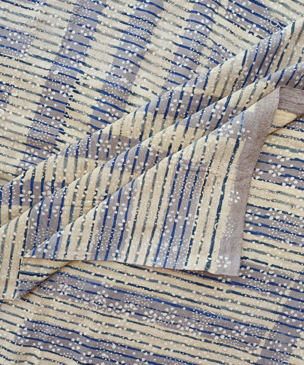 Multicolor handspun handwoven natural dye ajrakh cotton blouse piece