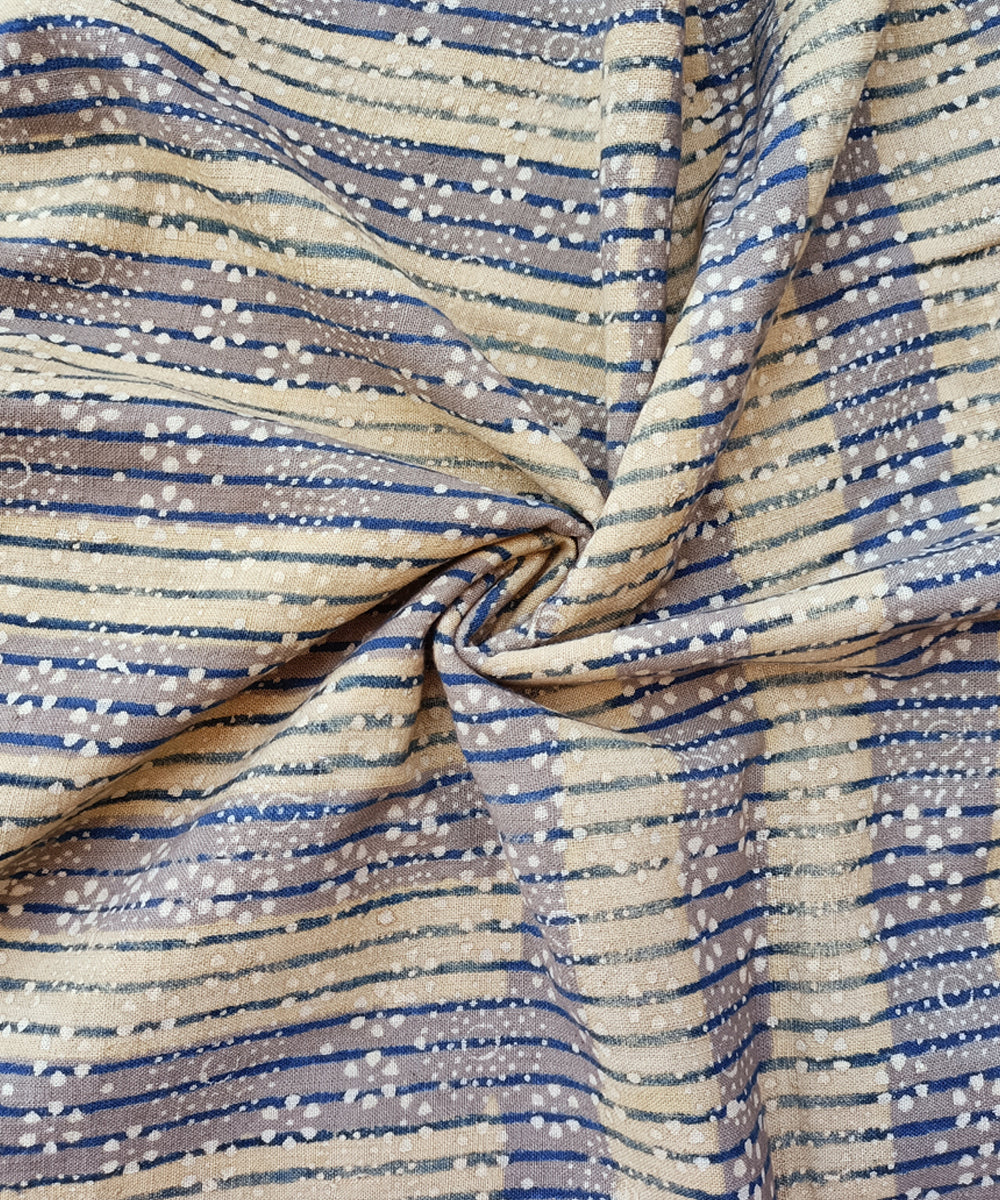 Multicolor handspun handwoven natural dye ajrakh cotton blouse piece