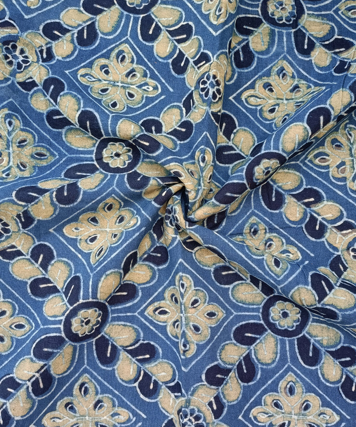 Blue handspun handloom natural dye ajrakh cotton blouse piece