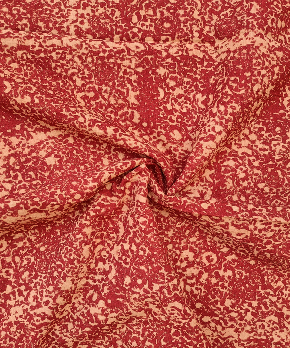 Red handspun handloom natural dye ajrakh cotton blouse piece