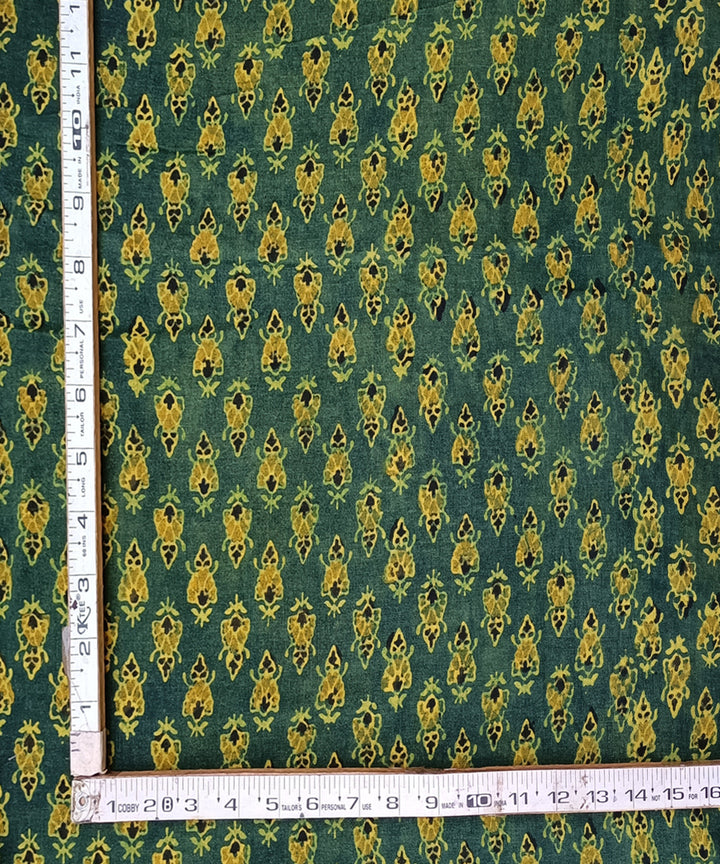 Green handspun handwoven natural dyed ajrakh print cotton blouse piece