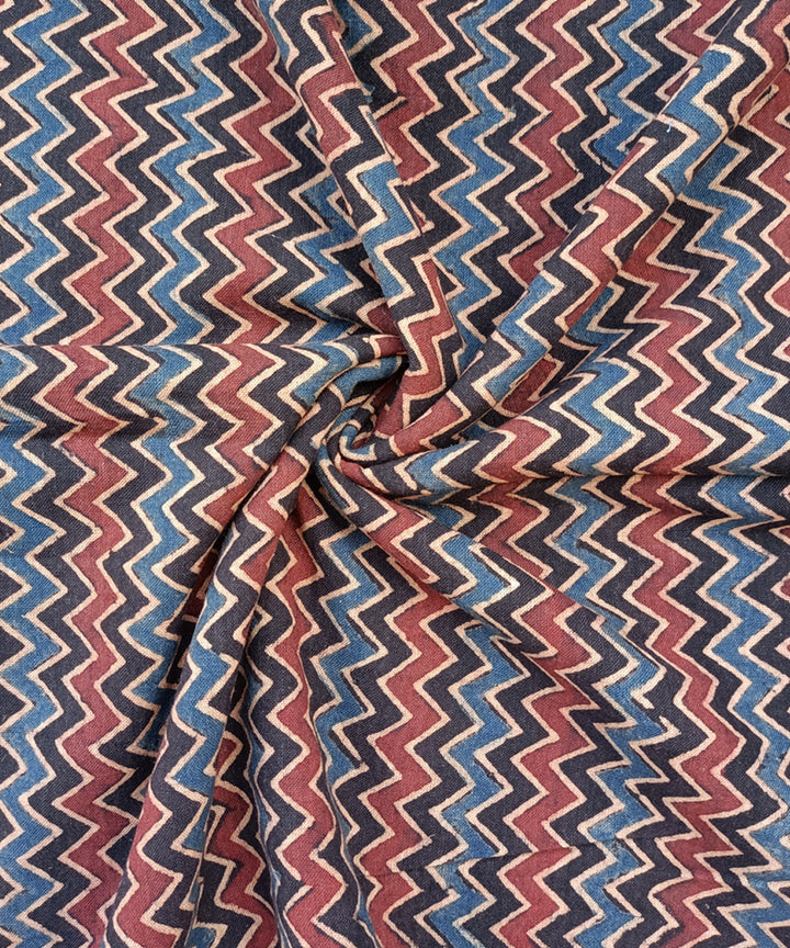 Black red handspun handwoven natural dye ajrakh cotton blouse piece