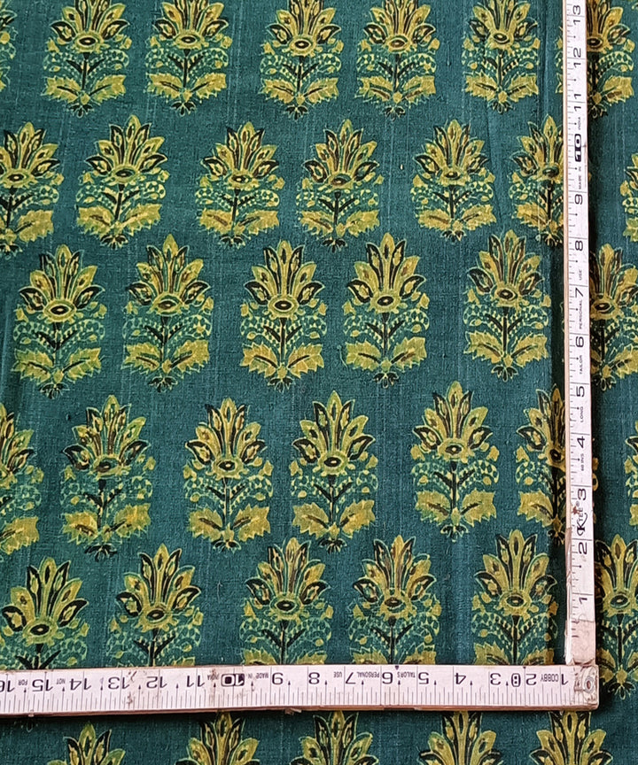 Green yellow hand spun hand woven cotton ajrakh blouse piece