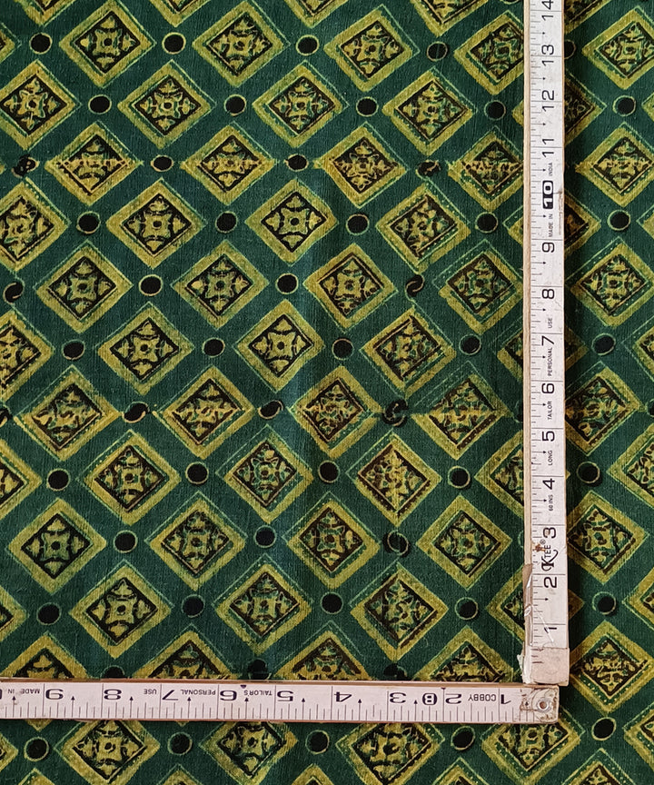 Green yellow hand spun hand woven cotton ajrak blouse piece