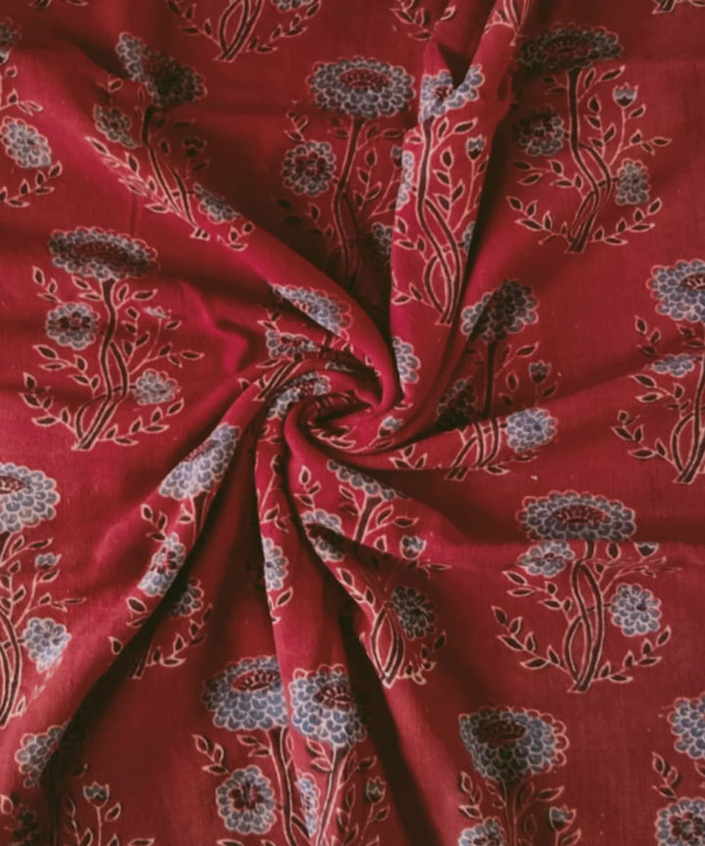 Red blue hand spun hand woven cotton ajrak blouse piece
