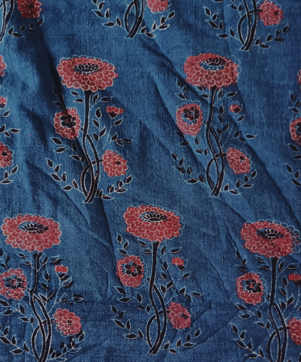 Blue handspun handwoven cotton ajrak blouse piece