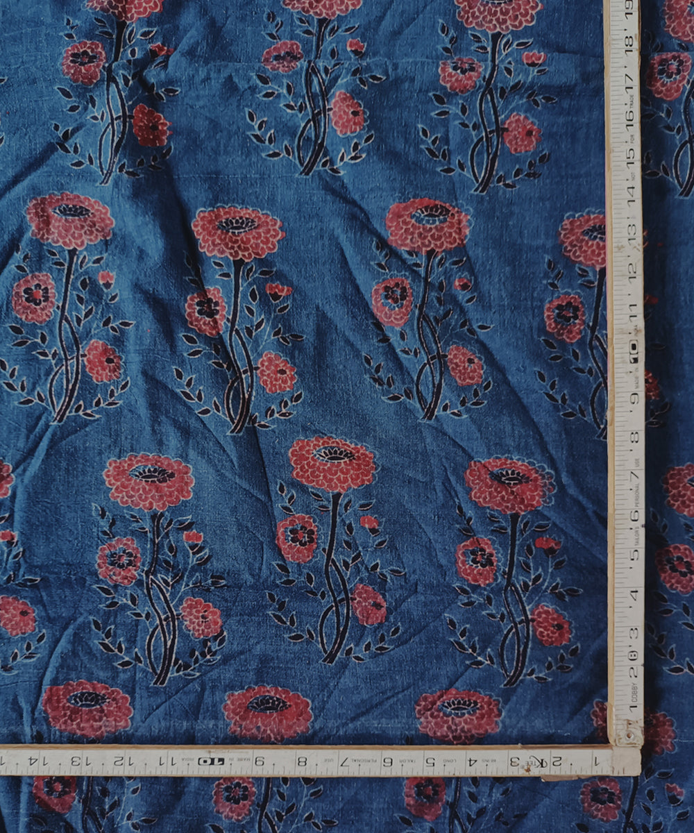Blue handspun handwoven cotton ajrak blouse piece