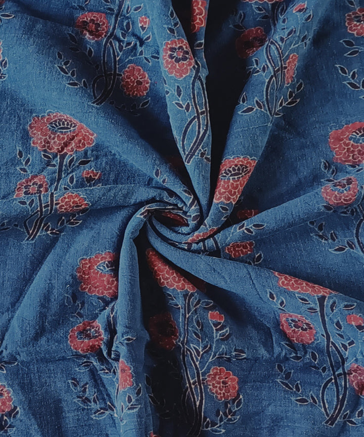 Blue handspun handwoven cotton ajrak blouse piece