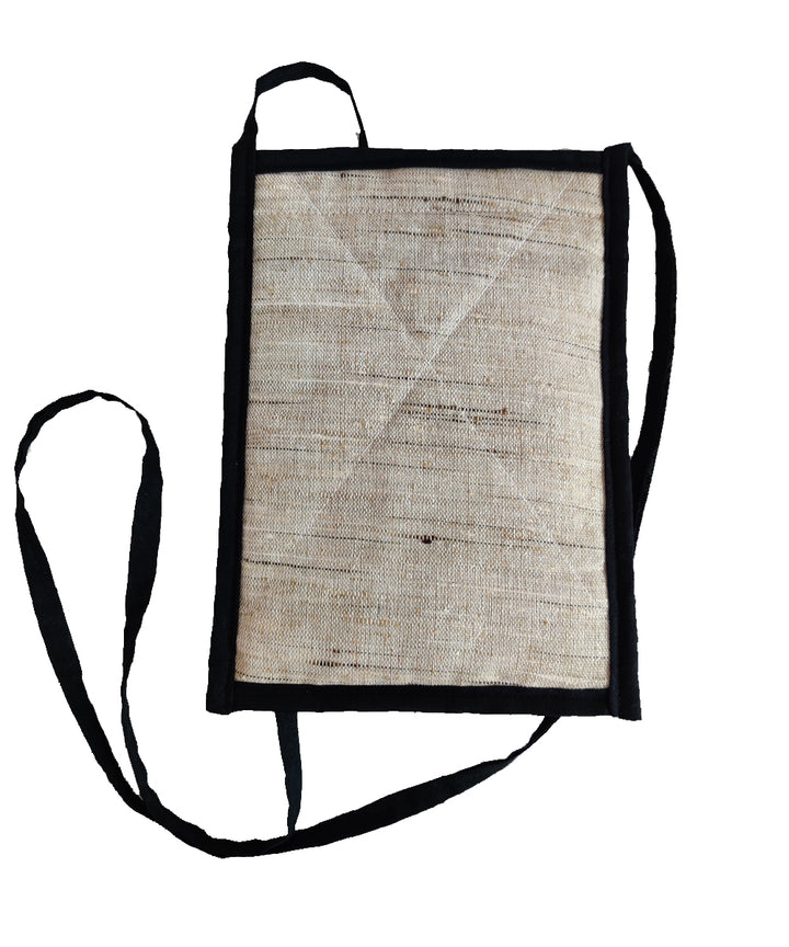 Off white hand embroidery cotton mobile purse