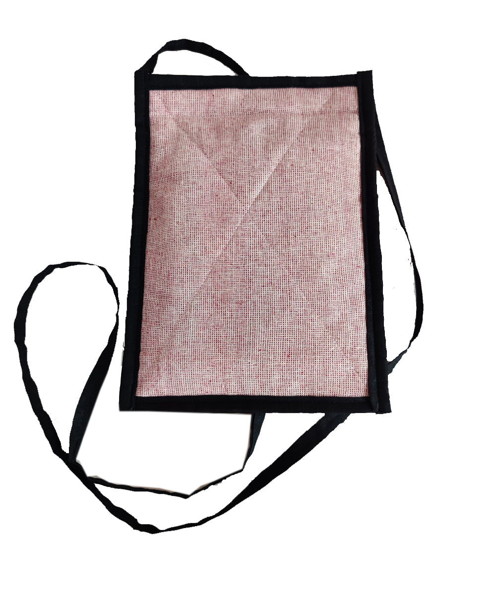 Light pink hand embroidery cotton mobile purse