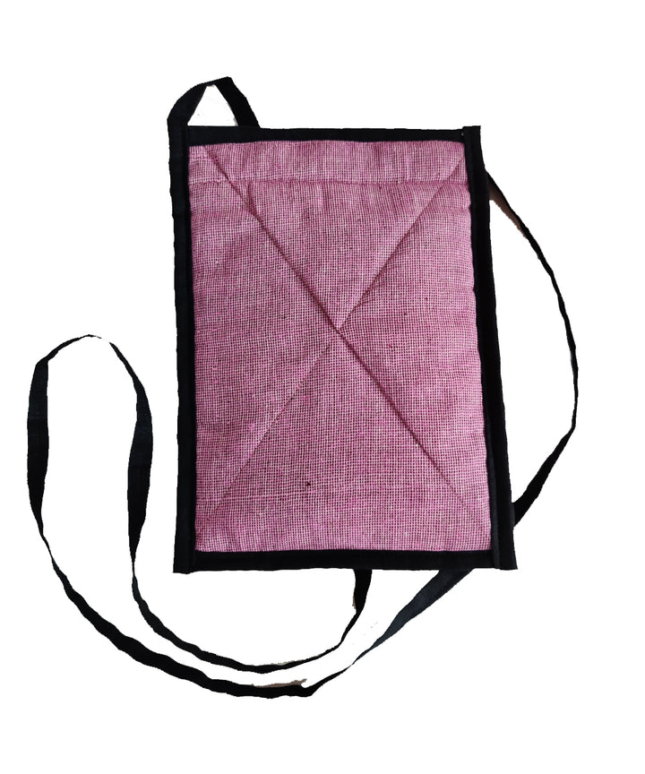 Pink hand embroidery cotton mobile purse