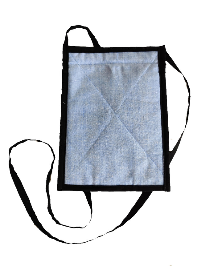 Sky blue hand embroidery cotton mobile purse