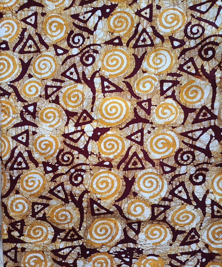 3pc Yellow white handspun handwoven cotton batik dress material