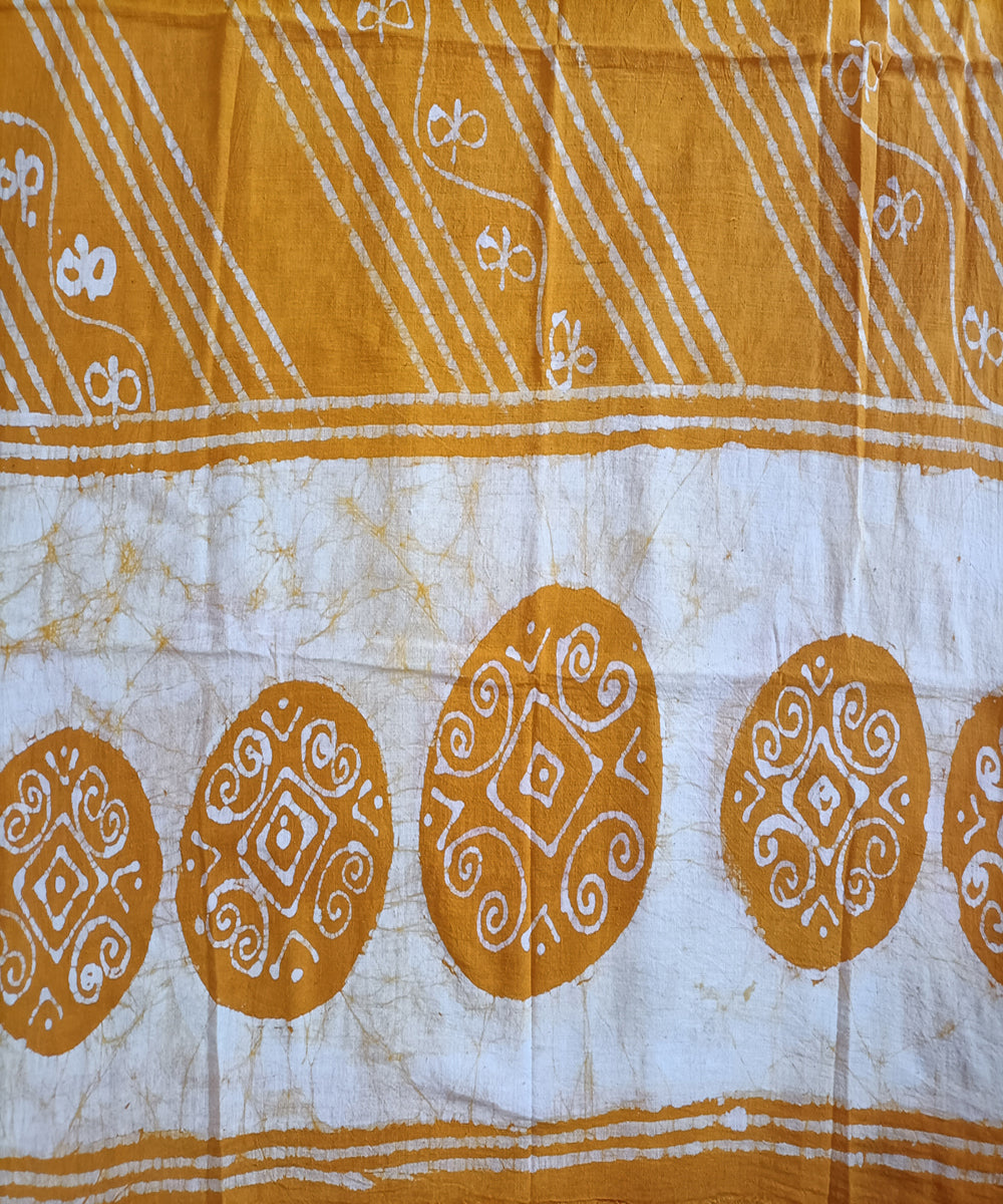 3pc Yellow white handspun handwoven cotton batik dress material