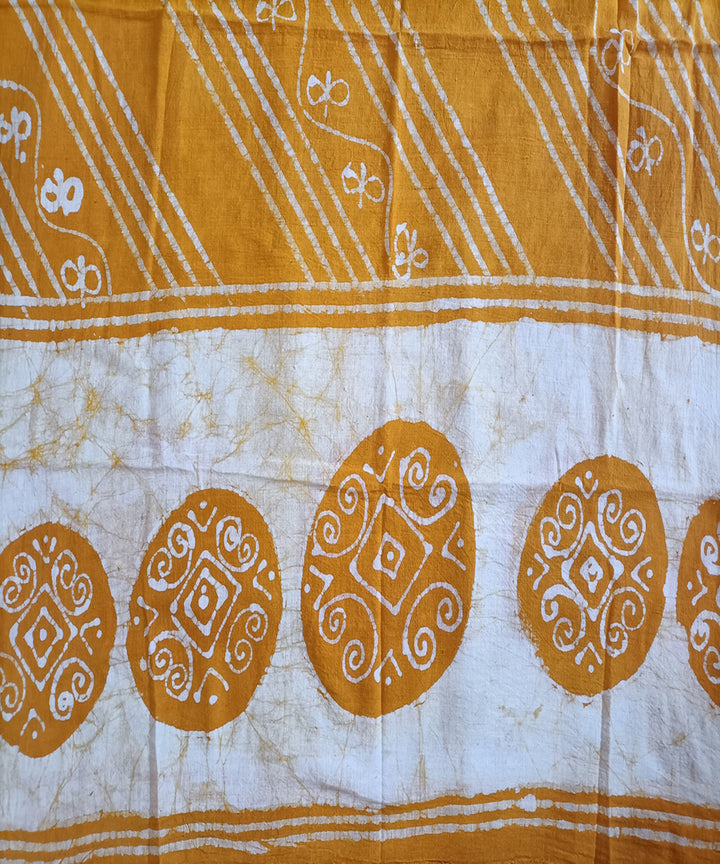 3pc Yellow white handspun handwoven cotton batik dress material