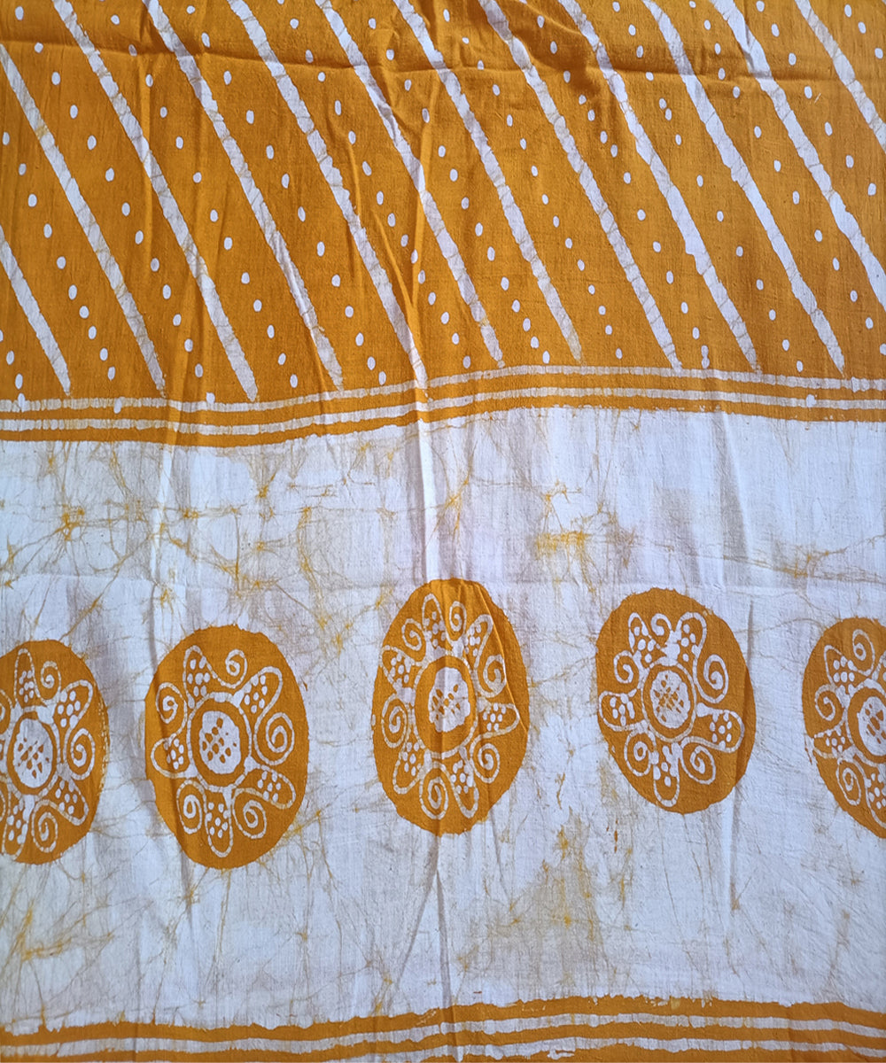 3pc Yellow white handspun handloom cotton batik dress material