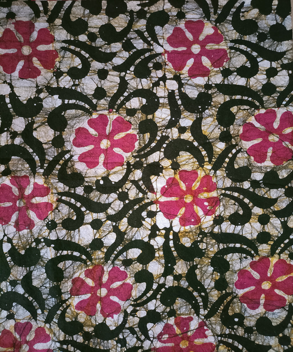 3pc Pink white handspun hand loom cotton batik dress material