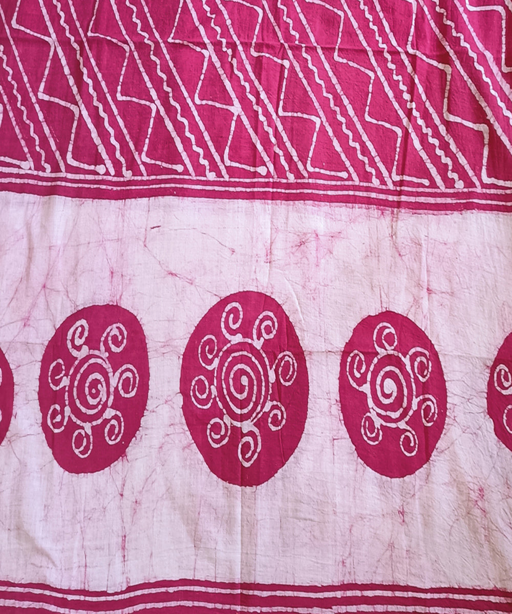 3pc Pink white handspun hand loom cotton batik dress material