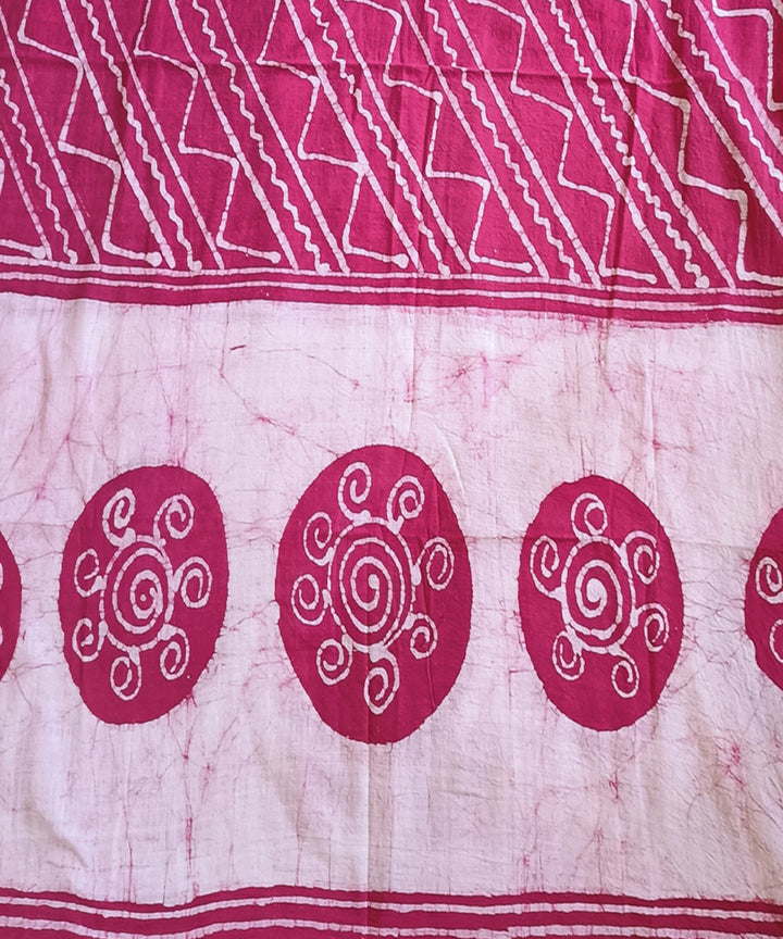 3pc Pink white handspun hand loom cotton batik dress material