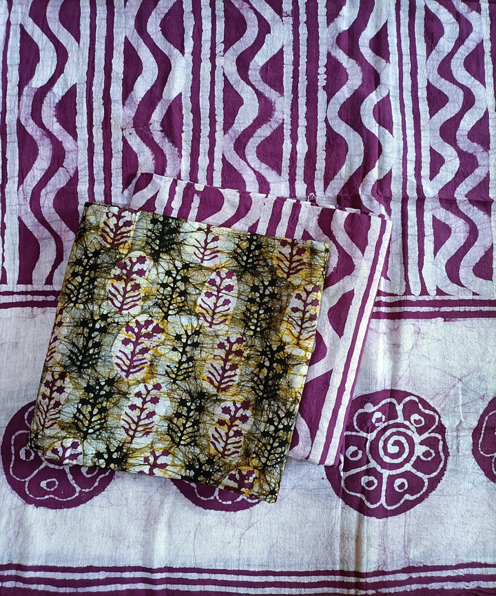 3pc Purple white handspun handloom cotton batik dress material