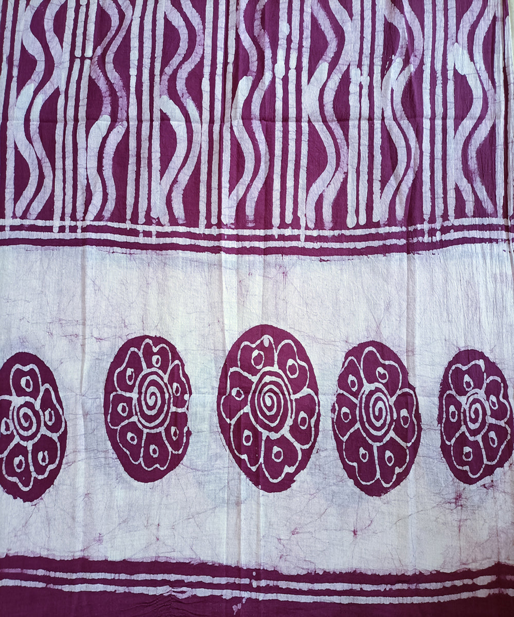 3pc Purple white handspun handloom cotton batik dress material