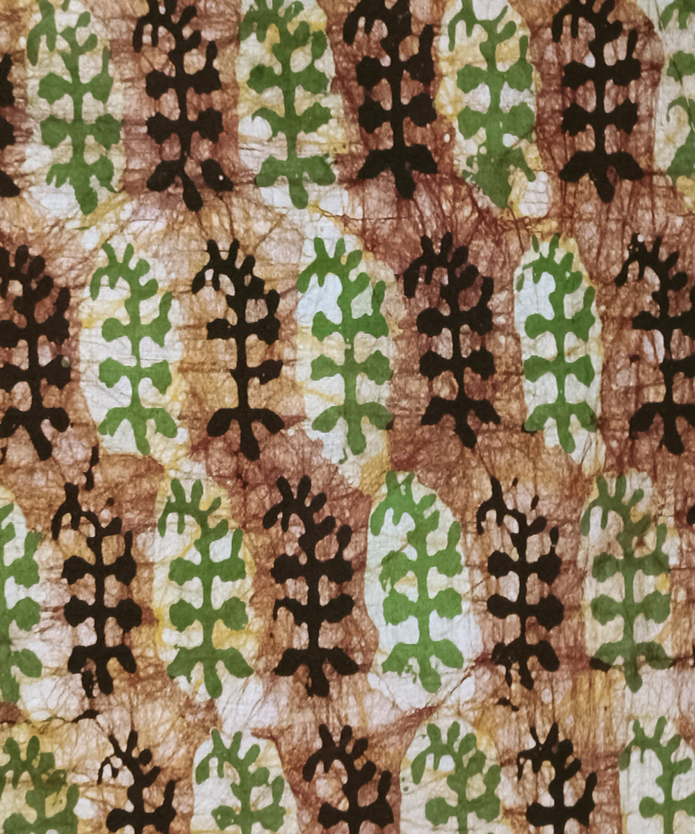 3pc Green white handspun handwoven cotton batik dress material