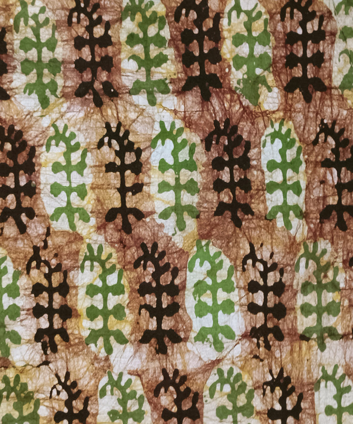 3pc Green white handspun handwoven cotton batik dress material