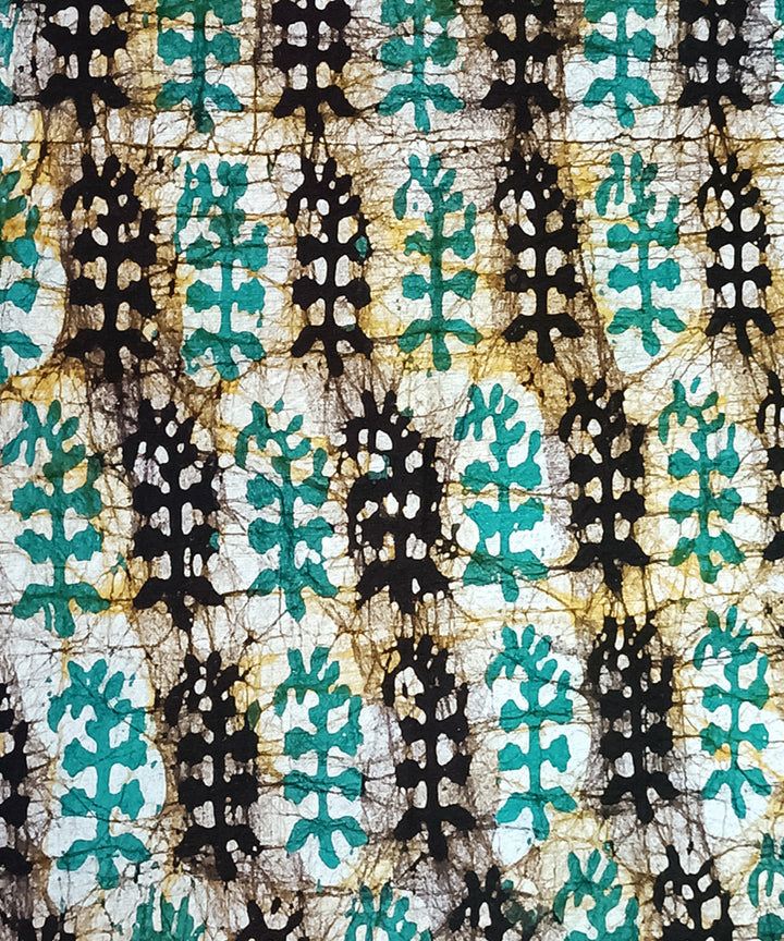 3pc Teal green white handspun handwoven cotton batik dress material
