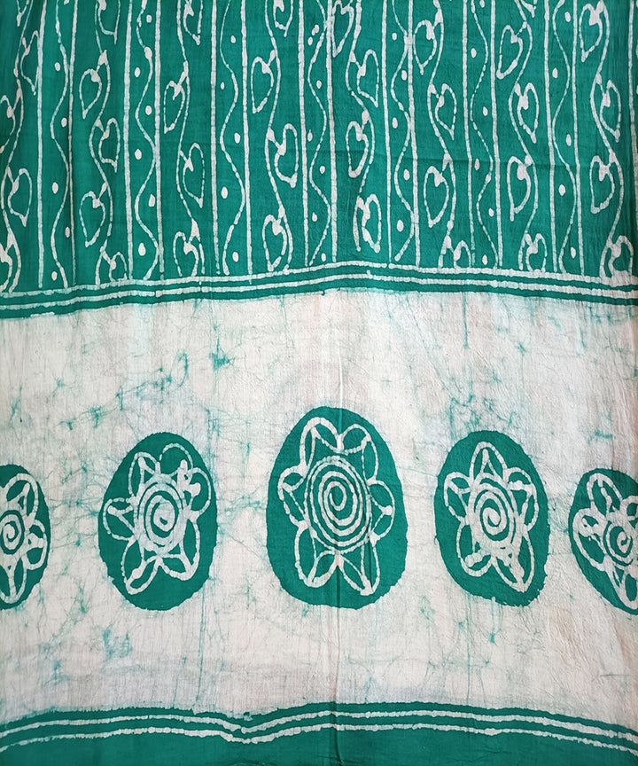 3pc Teal green white handspun handwoven cotton batik dress material