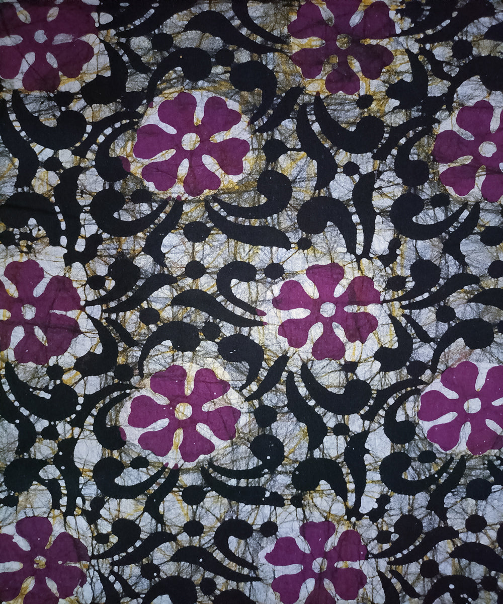 3pc Purple white handspun hand loom cotton batik dress material