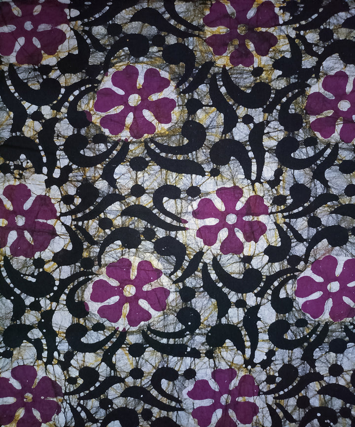 3pc Purple white handspun hand loom cotton batik dress material