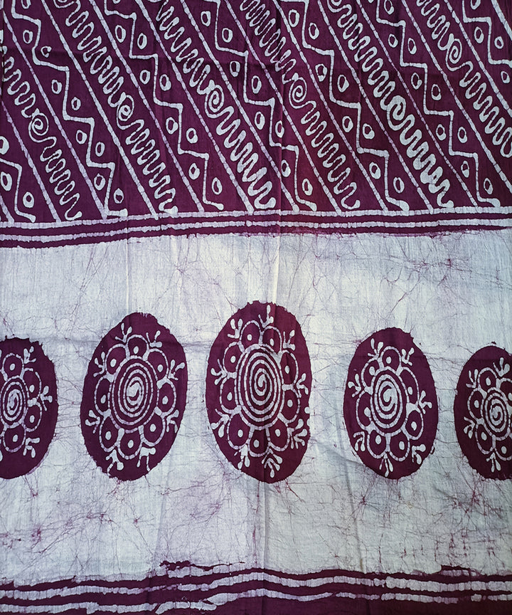 3pc Purple white handspun hand loom cotton batik dress material