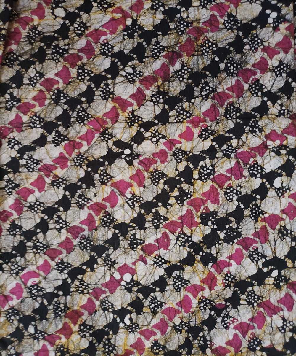 3pc Pink white hand spun handloom cotton batik dress material