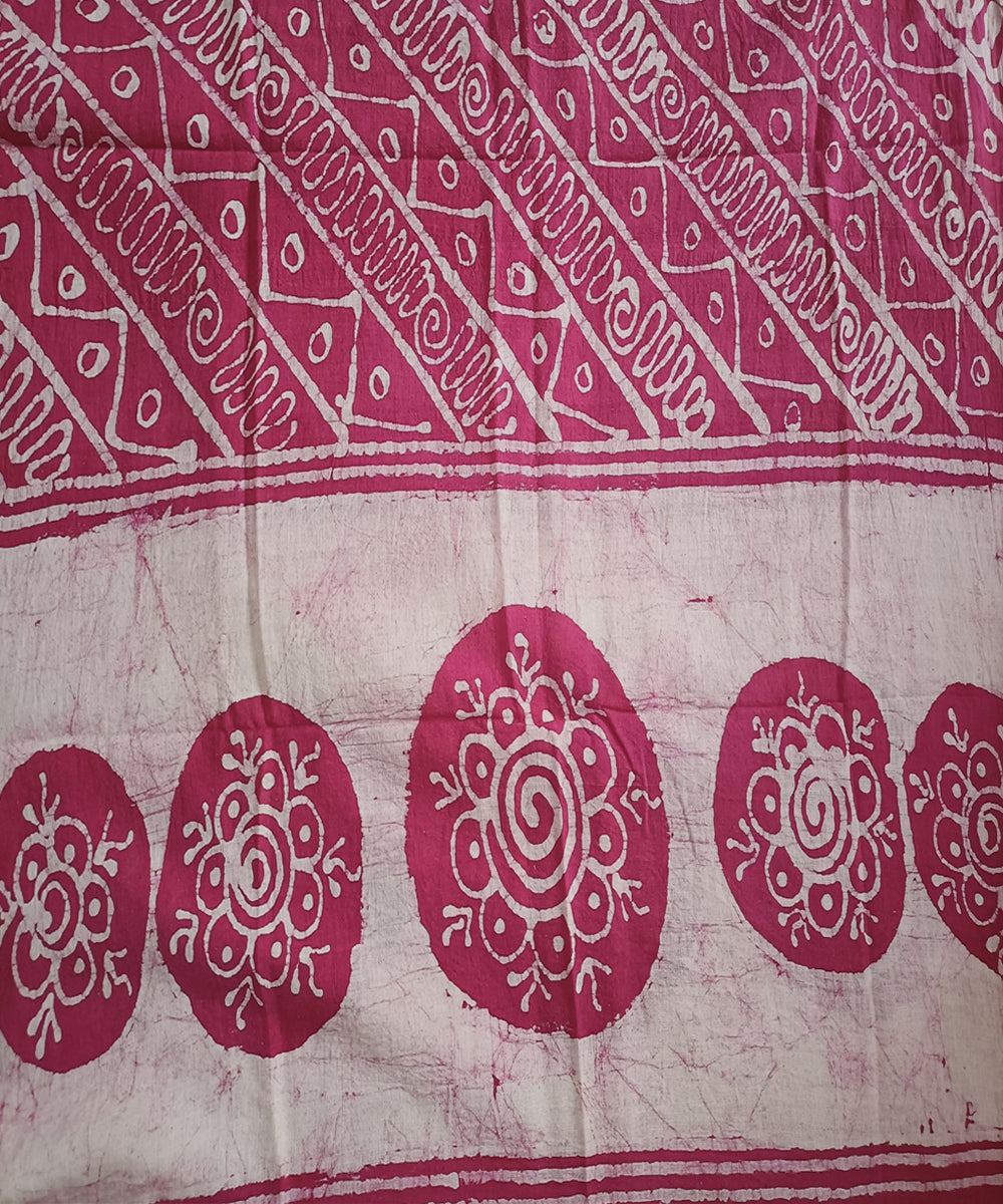 3pc Pink white hand spun handloom cotton batik dress material