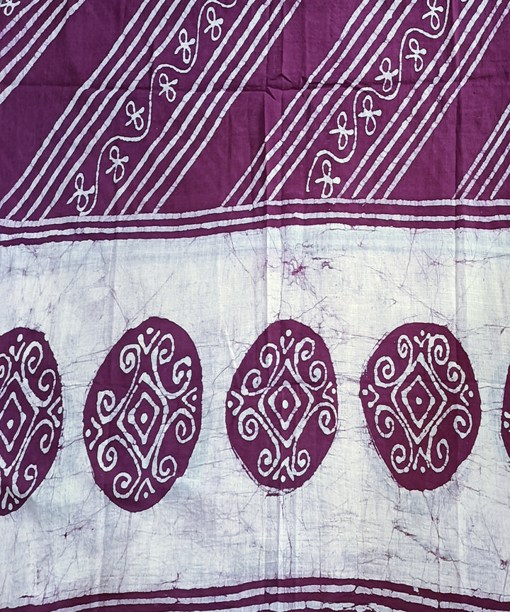 3pc Purple white hand spun handloom cotton batik dress material